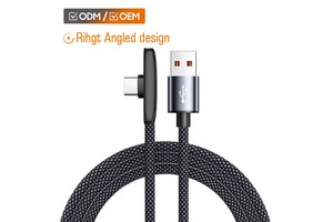 Custom Right Angled 1M Nylon Braided USB-C Cable 60W 3A Fast Charging Type C USB Cord For Camera Use