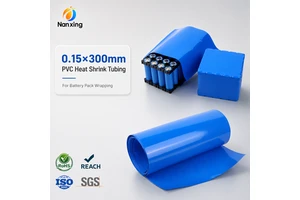 PVC Heat Shrink Tubing Tube Pipe 300mm Blue Black 600V Rated Voltage -40~105 For 18650/21700 Lithium Battery Packs