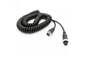 EASTYLE 4M/6M/8M/10M DIN-4 4-PIN Copper Conductor Weatherproof Aviation Spiral Extension Cable for Truck Digital Video Recorder