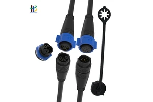 3+5 9 Pin Bayonet Coupling Waterproof Connector with Overmolded Hybrid Cable for Stage Lighting and Audio Signal Power Systems