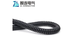 3-Core Copper Spring Spiral Power Cable 450V PE Insulated Coiled Cord with Male Female Connectors for Electric Equipment
