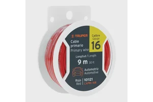 MASTER 96 Reel with 9m Red Primary Cable 16 Gauge TRUPER Copper Conductor PVC Insulation 300V IP20 Industrial & Building Use