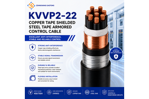KVVP2-22 Stranded Copper PVC Shielded Steel Tape Armored Control Cable 6mm IP68 450/750V For Industrial Automation OEM CE RoHS