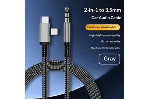 2-in-1 USB C AUX Car Audio Cable Pure Copper Conductor Nylon High Fidelity No Noise Braided Stereo Auxiliary Cord For Computer