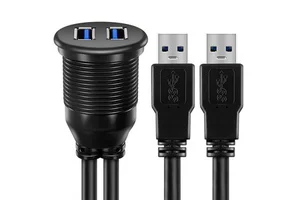CUSTOM Male To Female Waterproof Flush Mount Dual USB3.0 Cable