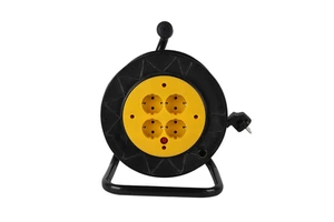 Heavy Duty CE Certified Portable Electric Extension Wire Reel Cable Retractable 4-Way Socket Outlet BS Male & IEC Female End