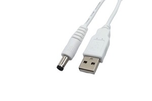 High Quality White Color PVC Male USB to 5.5x2.1MM DC Power Cable
