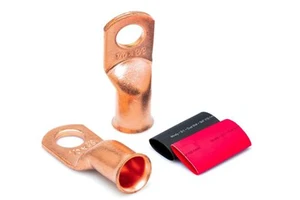 1/0 Gauge 3/8" Wire Lugs - Copper Cable Lugs - Battery Terminal Connectors - Ring Terminals Crimp Battery