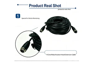 HIYIAV 5-20M 4-Pin Shielded Security Aviation Extension Cable 4-Core 12-24V UV Resistant Vehicle CCTV Video Wire Truck