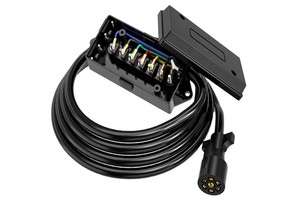 7 Way 8 Feet Trailer Connector Cable Wiring Harness with Junction Box Include 12V Breakaway Switch and Plug Holder