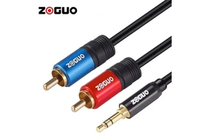 Mid-Vision 3.5mm Dual RCA Audio Amplifier Speaker Cable 1m Gold Plated Braid Shield Mobile Phones TV Car HDTV-5mm Outer Adapter