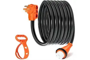 RV Power Extension Cord Heavy Duty Black 50 Amp 25FT 250 Volts Outdoor Trailer Retractable Cable Pvc Jacket Pure Copper