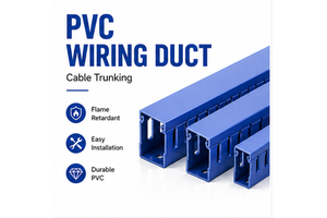 UL94 V-0 Flame Retardant Blue PVC Wire Duct Slotted Cable Raceway For Safety Wiring