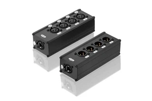 Bochara RJ45 to 4 Channel 3Pin XLR Audio/DMX Over Network Cable Extender for Stage Sound Lighting and Recording Studio