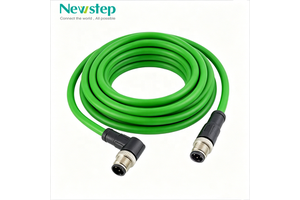 IP68 Waterproof Industrial Ethernet Cable M12 D-Code 4 Pin Male Right Angle to Straight Connector Shielded PUR Drag Chain Cable