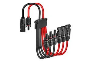 Solar Connectors Cable 4 Solar Panels IP68 Waterproof ABS Y Branch Male/Female Tool-Free Solar Cable Splitter 10AWG DC1500V 70A