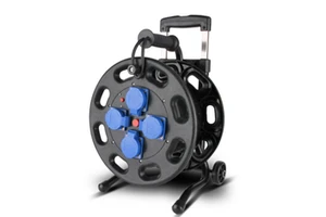 Outdoor 250V Power Supply Cord Reel UK EU Plug 25m 50M 100M 16a Rated Current PVC Rubber Wire Type Horse Cable Reel for Devices