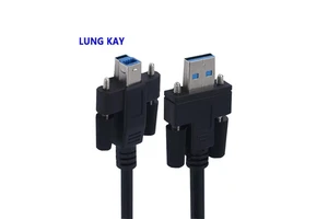 USB 3.0 Panel Mount Cable with Locking Screws Industrial Camera USB 3.0B Cable for Computers Printers Scanners Braided Shielding