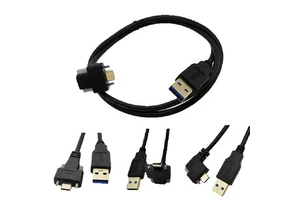 Gold plated Angled USB 3.1 Type-C Dual Screw Locking to Standard USB3.0 Data Cable 90 Degree Angled for Camera 0.3m 1m 2m