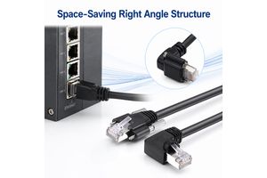 Space-Saving 90 Degree RJ45 Cable | Screw-Lock Right Angle Industrial Ethernet Cable