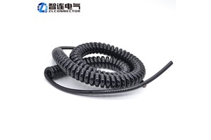 Black PU/PVC Stranded Copper 2 3 4 5 6 8 12 Core Shielded Waterproof Spiral Wire Cable
