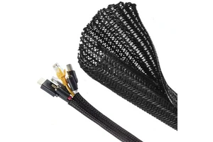 Black Spiral Wrapping Flexible Braided Cable Management Sleeves Cord Protectors Wire Loom Tubing Cable Sleeve