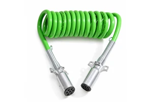 DOT 15FT 7 Pin Coiled Trailer Cord ABS Electrical Power Coil SAE J2394 Standard Heavy Duty Cable Wire for Semi Trucks
