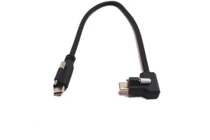 Black Braided USB3.2 Gen2*2 20Gbps 100W 90-Degree Angled Type-C Male Screw Cable for Camera Use