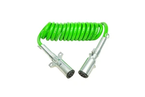 Have Duty 7 Way 15 ft Green ABS Coil American Type Trailer Coiled Cable