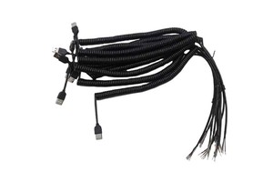 26AWG USB AM to Open Spiral Cable 180 Degree Black USB Coiled Cable