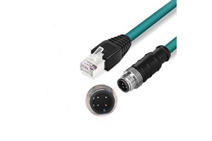 M12 RJ45 Industrial Ethernet Cable Waterproof 4-core D Code Computer Cable with M12 and RJ-45 Connectors