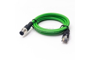 Industrial Ethernet Cable M12 Connector 4 Pin Shielded D Code Male to RJ45