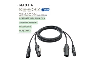 XLR Male/Female & PowerCon True1 Connector Composite Cable 10A Power+Signal Hybrid Shielded for Stage Light & Active Speakers