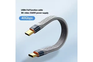 USB4.0 Type-C Male Male Data Cable 240W 5A Fast Charging 40GBPS Nylon Braided Short Cord Computer Video Camera Earphone Scanner
