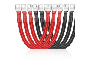 6PCS 2 AWG Heavy Duty Pure Copper PVC Battery Cables 6 Inch/15CM 3/8" Tinned Copper Lugs IP67 Rated Auto/Marine/RV/Truck 12V-48V