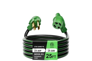 EV Dryer & RV Extension Cord NEMA 14-30P To 14-30R Heavy Duty STW 10AWG/4 25FT Cable For Consumer Electronics
