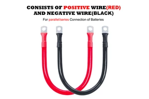 25mm2 35mm2 50mm2 Battery Connection Cable with M8 M10 Terminals Tinned Copper Lug Solar Power Inverter Wires for Car Truck RVs