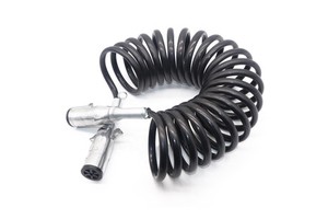 Truck Trailer Wire Electrical Seven Core 7 Core 7 Pin Non-Abs 7-Way Coiled Cable With Spring Guard and Connector