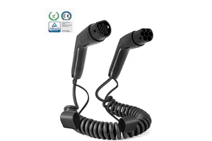 Single Phase 16A 5M Type 2 to Type 2 EU Standard Electric Vehicle Coiled Spiral Charge Cable With Good Cheap Price