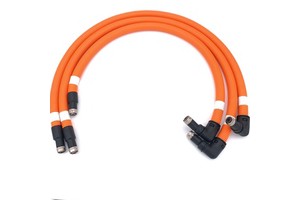 Heavy Duty EV Orange Shielded Silicon Rubber Cable Assembly High Voltage Wiring Harness for Electric Bus Truck Motor