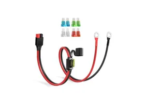ELFCULB Connector to O Ring Terminal 10AWG Cable with 5 Fuse for Automotive Portable Power Station Solar Generators