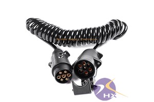 Manufacturer 7-Core Spiral Power Cable Black Telescopic Spring Tractor Trailer ABS EBS Stranded PVC Insulation Material
