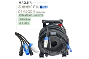 Professional 3*2.5mm² /13AWG XLR+Powercon Stage Lighting Hybrid Cable Locking Powercon Connector Cable Drum for Touring Grade