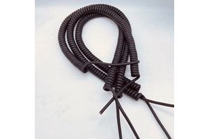 3.6m Black 21AWG 2 Core Pu Coiled Spiral Power Cable OEM