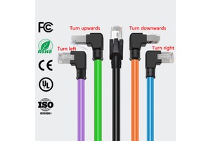 Industrial Ethernet Cable 6A Gigabit Double Bend Ethernet Cable 90° Right Angle Crystal Head Male to Female Extension Line