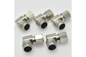 GIET GIET-0531-CM10-004 2-Pin Servo Encoder Connector Right Angle DIN Type IP65 Rated 12V 5A for Mitsubishi Servo Driver