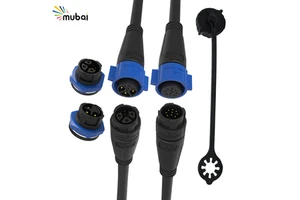 Bayonet Waterproof Wire Connector M19 3+5 9 Pin Overmolded Hybrid Cable IP68 for Stage Light Audio Signal Power Connection