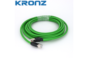 KRONZ Industrial Heavy Duty Profinet Ethernet Cable Cat5E/Cat6A 24AWG 4Pin Shielded RJ45 Connector IP67 Highly Flexible Circular