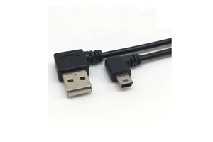 OEM Custom 0.5m 1m Left Right Angle 90 Degree USB 2.0 Male Mini 5 Pin USB Cable PVC Braid for Camera Computer Free Sample