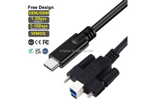 UNG KAY 1m/2m/3m Locking USB 3.0 B Mela to Type-C Cable 5Gbps Data Transfer Screw Secure Connection for Industrial Camera/Device